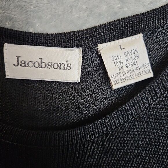 Jacobson's Black Tank Top Lg Mesh Semi Sheer stretch rayon nylon - Picture 2 of 11